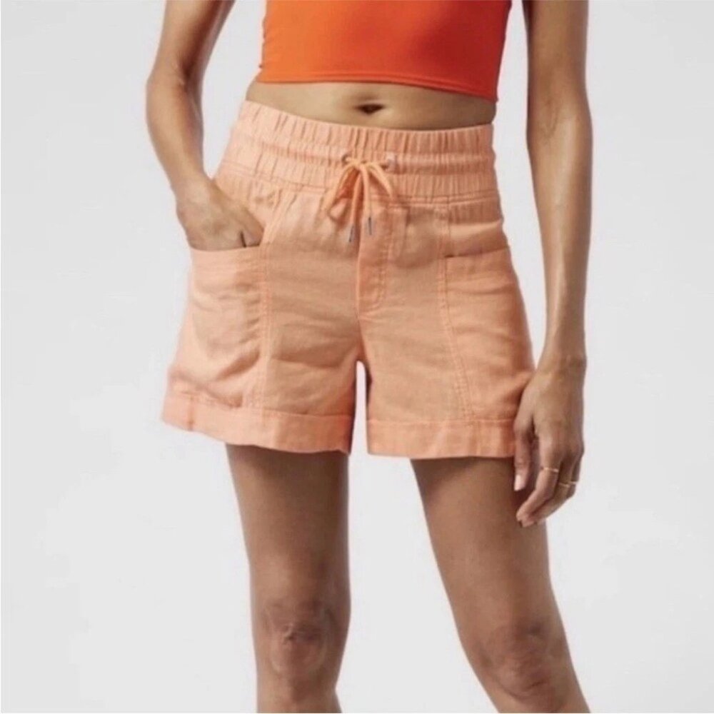Women's Athleta CABO SHORT 100% Linen 4 Pockets Drawstring Waist Size 8